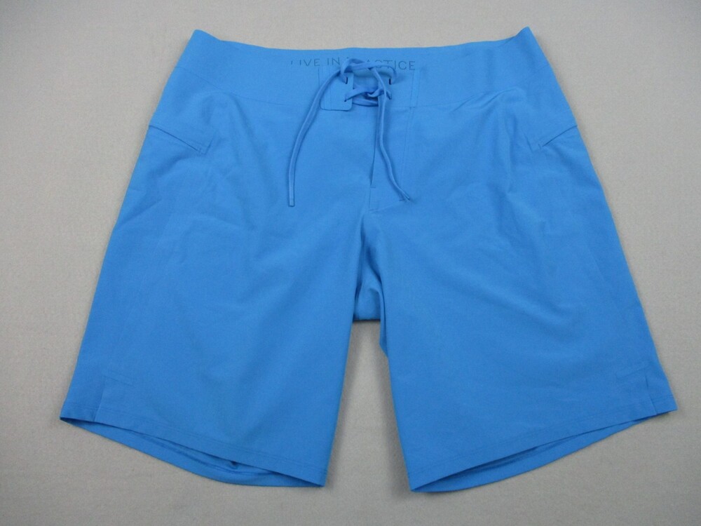 Lululemon Shorts Men 33 Blue Solid Boardshorts Tie Zip Pockets Lightweight